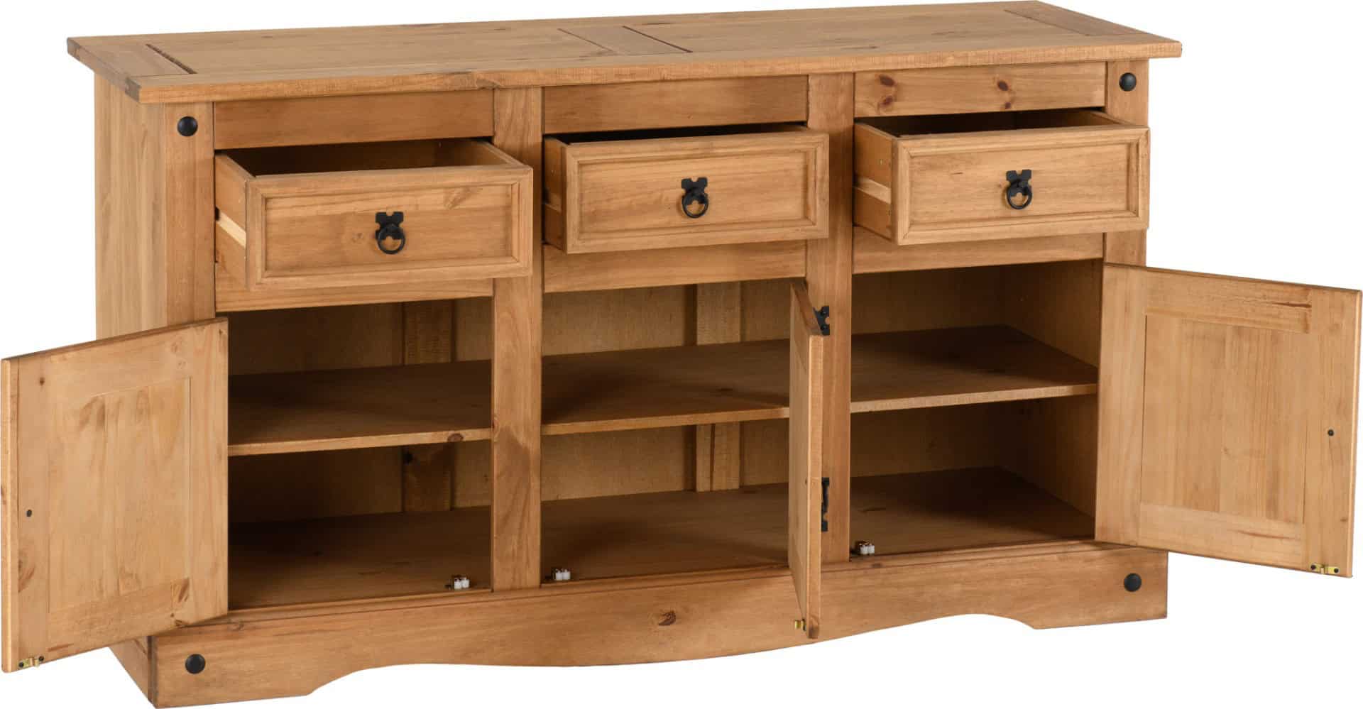 Corona 3 Door 3 Drawer Sideboard - Waxed Pine - Image 3