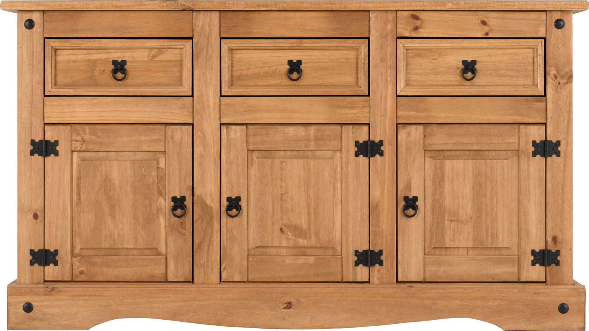Corona 3 Door 3 Drawer Sideboard - Waxed Pine - Image 4