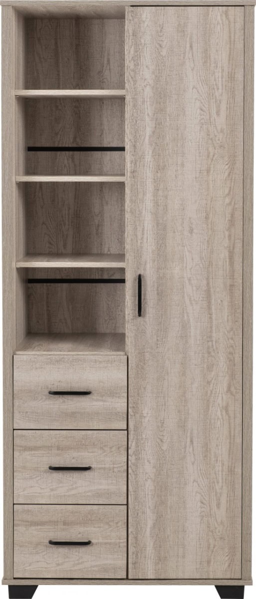 Oliver 1 Door 3 Drawer Open Shelf Wardrobe - Light Oak Effect - Image 2