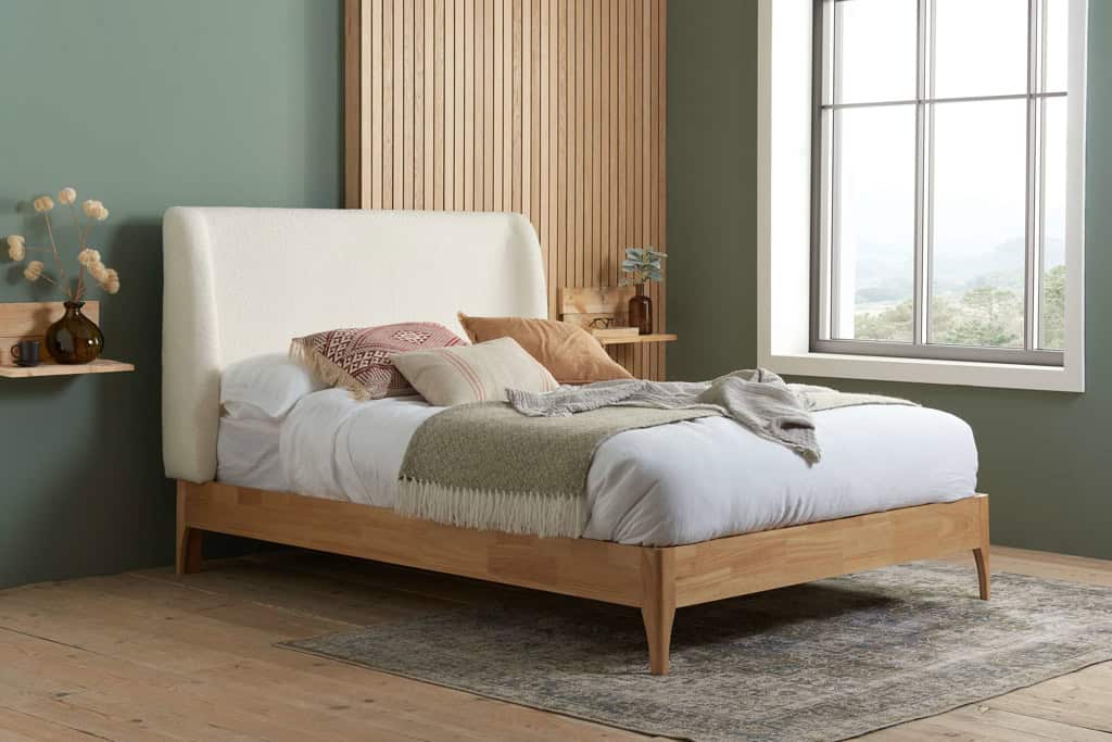 4ft6 Halfden Fabric Bedframe - White | Buy Online | Beds.ie