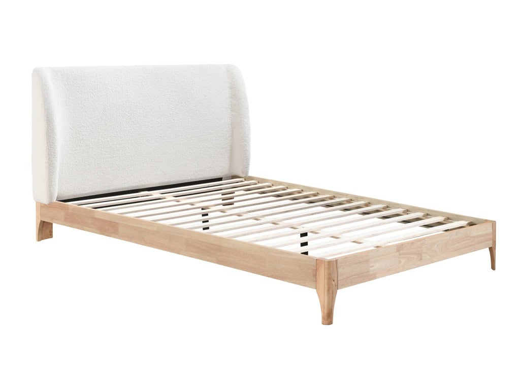4ft6 Halfden Fabric Bedframe - White - Image 4