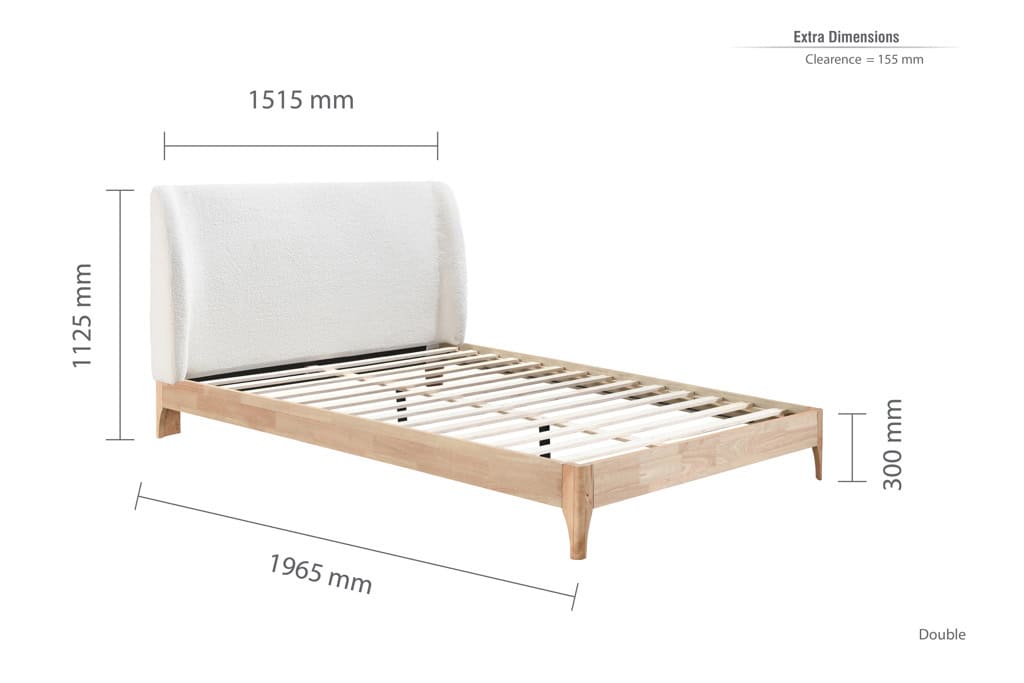 4ft6 Halfden Fabric Bedframe - White - Image 8