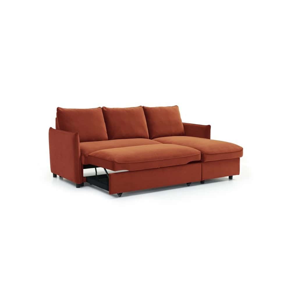 Blaire Corner Sofa Bed - Burnt Orange - Image 3