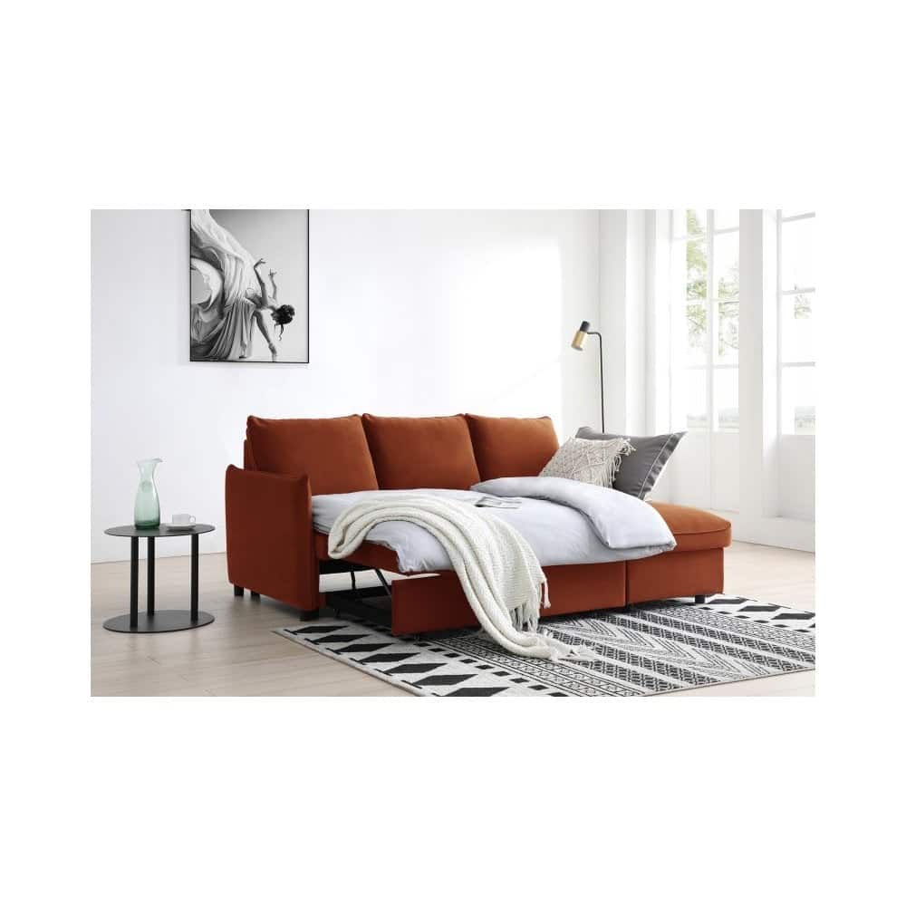 Blaire Corner Sofa Bed - Burnt Orange - Image 4