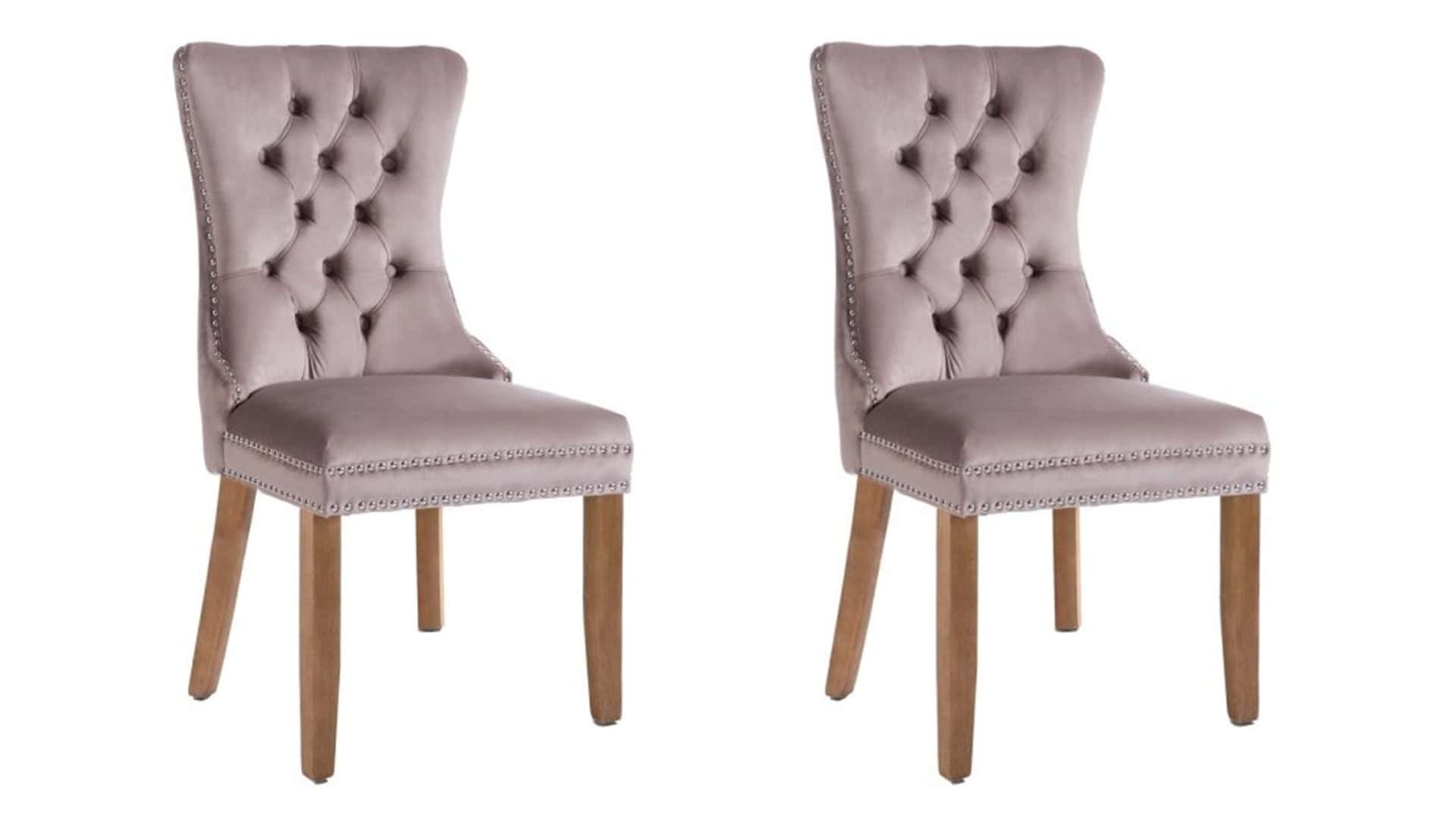 Kacey Chair with Brushed Legs - Mink Velvet (Set of 2) | Buy Online | Beds.ie