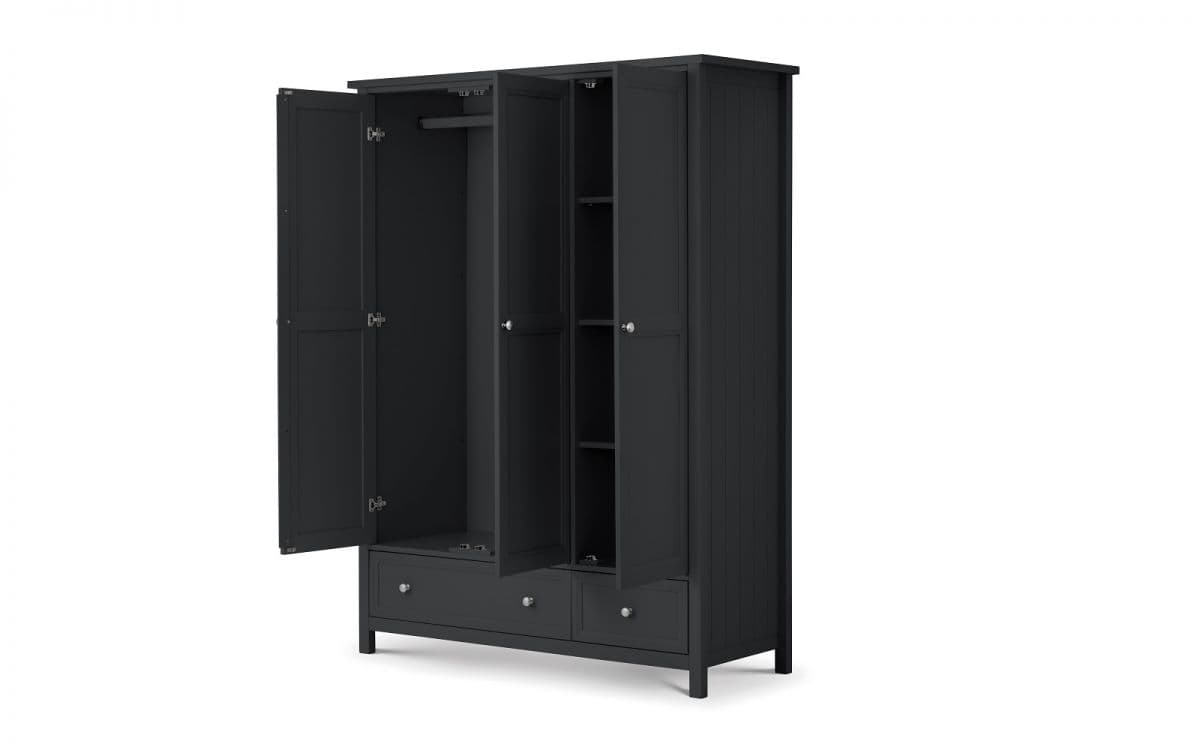 Braid 3 Door Combi Wardrobe - Anthracite - Image 2