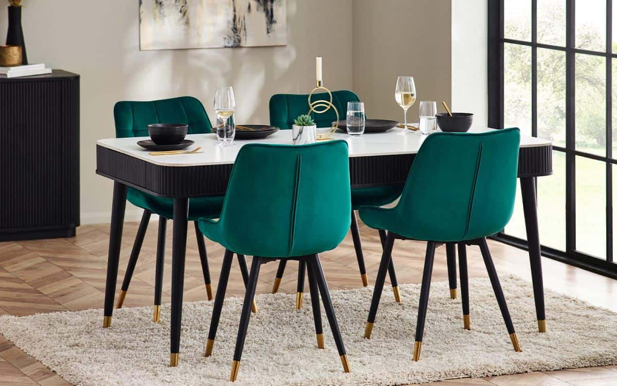 Louanne Fluted 2 Drawer Dining Table - Black | Buy Online | Beds.ie