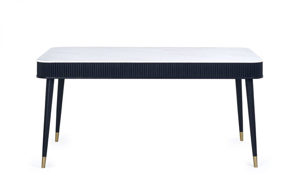 Louanne Fluted 2 Drawer Dining Table - Black - Image 3