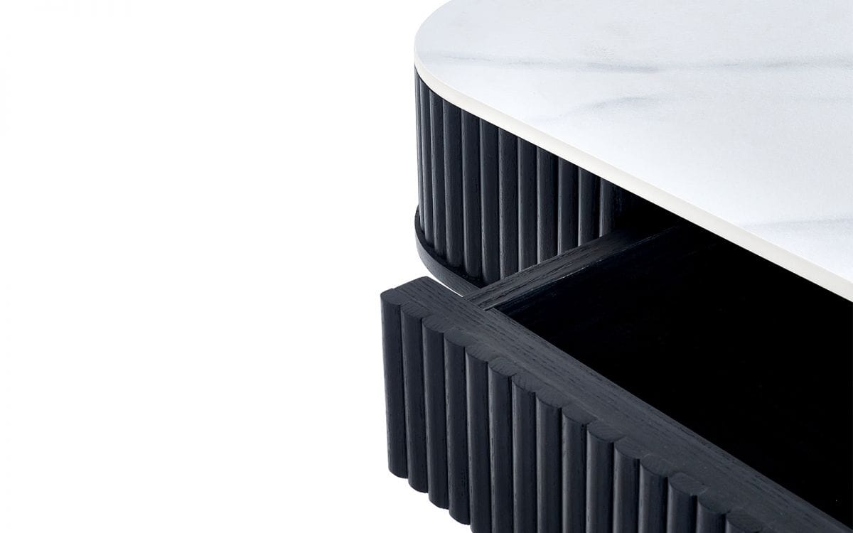 Louanne Fluted 2 Drawer Dining Table - Black - Image 8