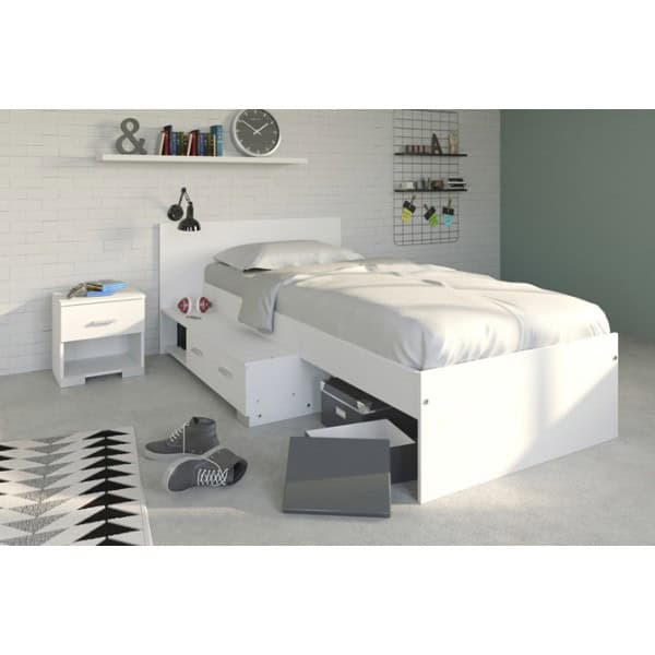 Parisot Galaxy Bedframe with Drawers - White - Image 2