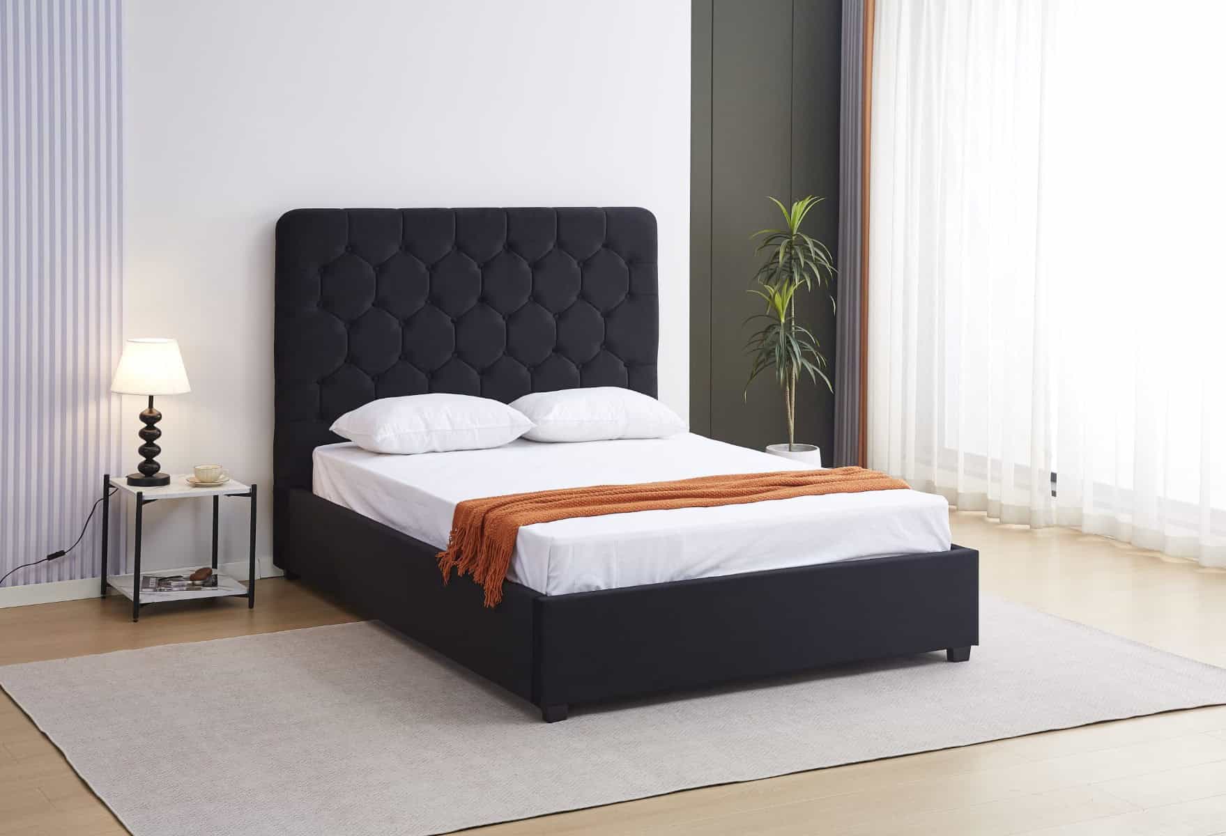 Madison 5ft Ottoman Bedframe - Black Velvet - Image 2