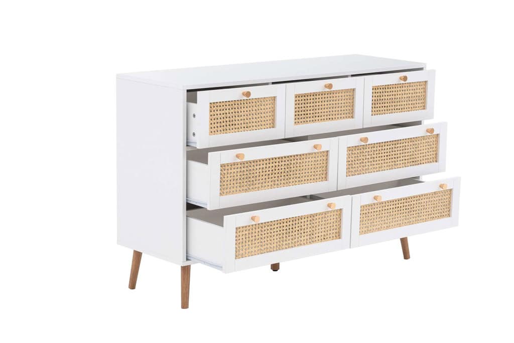 Croxley 7 Drawer Rattan Chest - White - Image 6