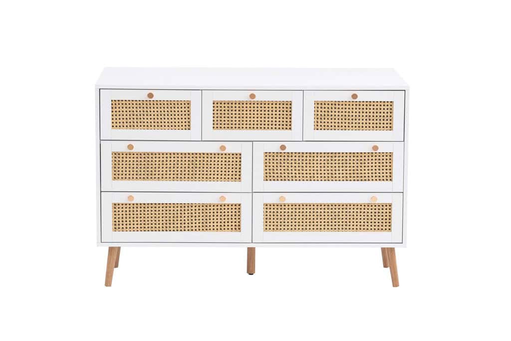 Croxley 7 Drawer Rattan Chest - White - Image 7