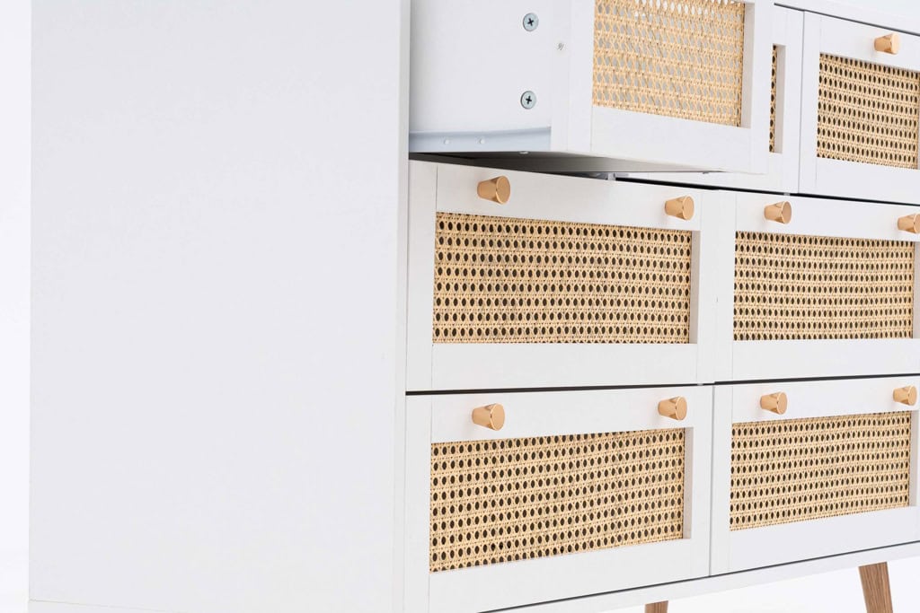 Croxley 7 Drawer Rattan Chest - White - Image 10