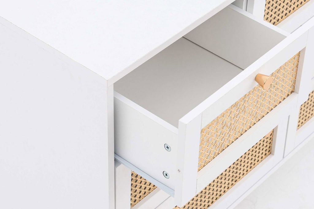 Croxley 7 Drawer Rattan Chest - White - Image 11