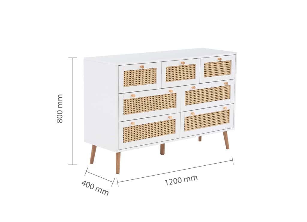 Croxley 7 Drawer Rattan Chest - White - Image 13