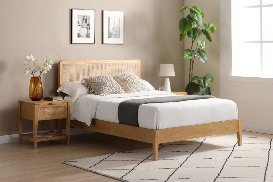 Ezra 5ft Rattan Bedframe - Oak | Buy Online | Beds.ie
