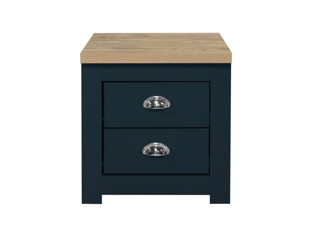 Highgate 2 Drawer Bedside - Navy & Oak - Image 4