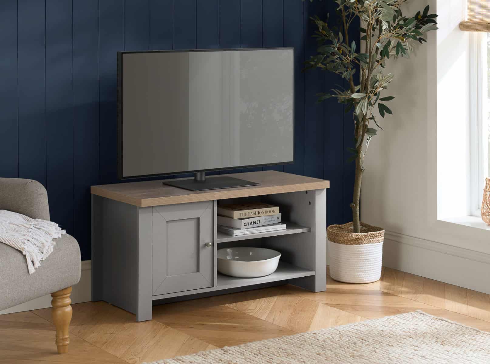 Highgate Small TV Unit - Grey & Oak | Buy Online | Beds.ie
