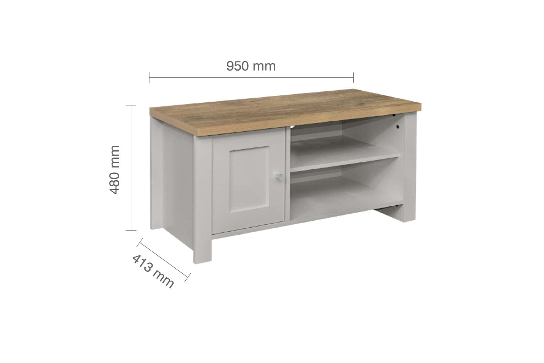 Highgate Small TV Unit - Grey & Oak - Image 8