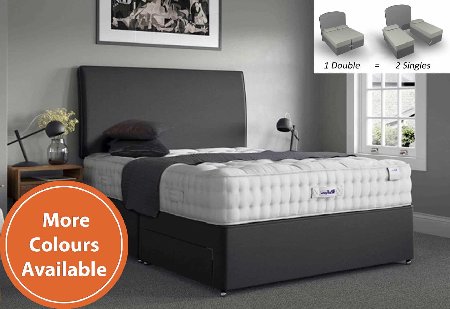 Relyon 6ft Luxury Wool Zip & Link Divan Bed Set - Image 4