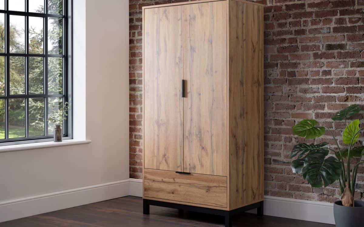 Batu 2 Door 1 Drawer Wardrobe - Oak & Black | Buy Online | Beds.ie