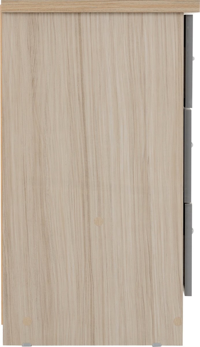 Nevada 3 Drawer Chest - Grey Gloss & Oak - Image 3