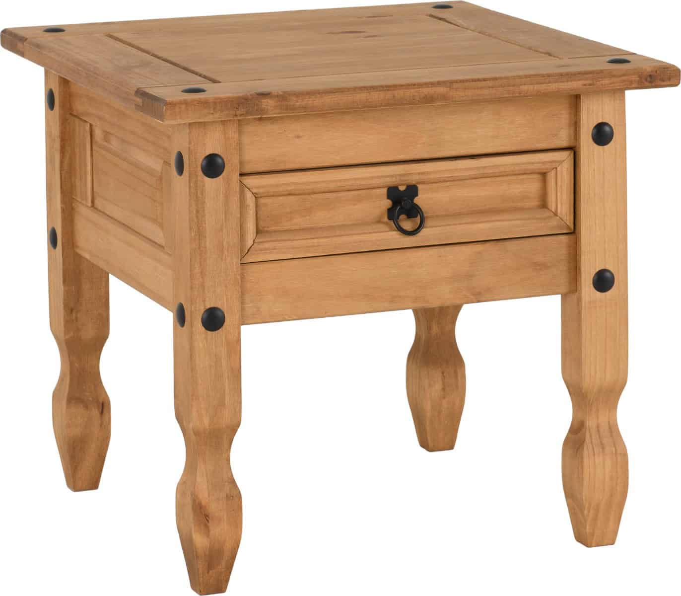 Corona 1 Drawer Lamp Table - Waxed Pine - Image 2