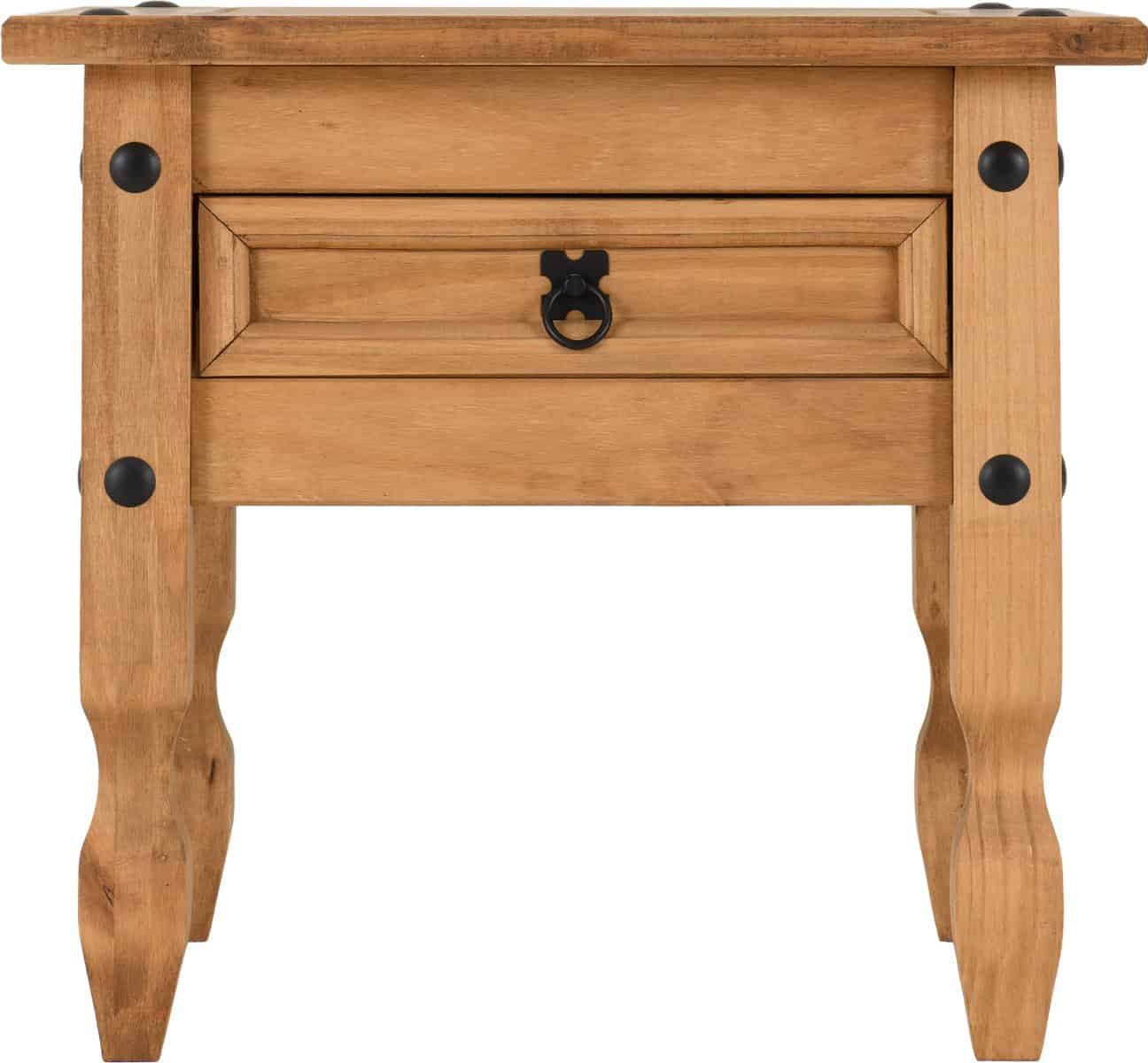 Corona 1 Drawer Lamp Table - Waxed Pine - Image 4
