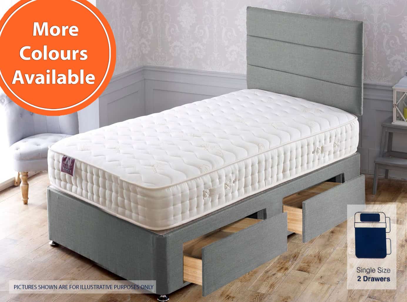 Apollo 2ft6 Dual Memory 2 Drawer Bed | Buy Online | Beds.ie