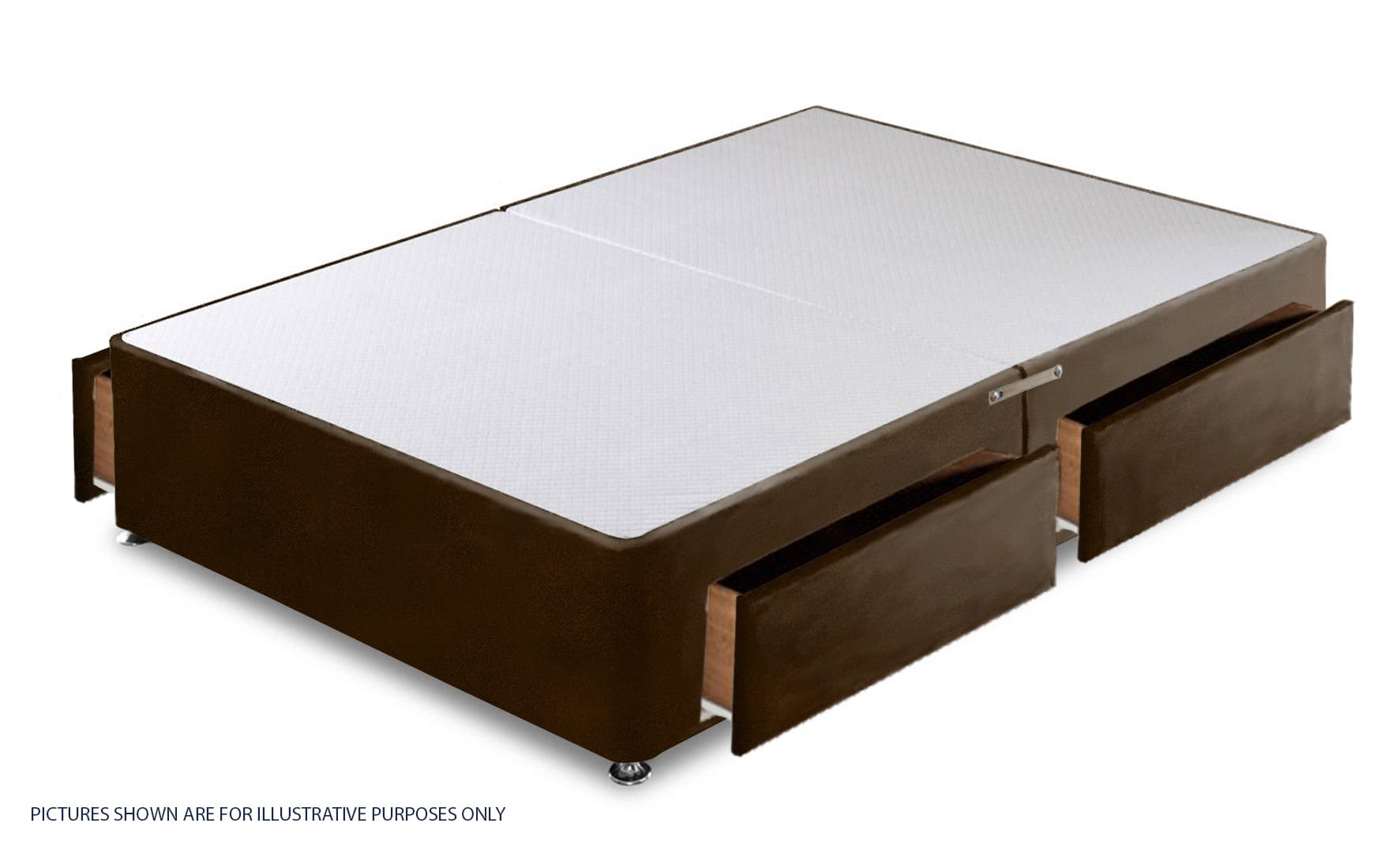 Apollo 4ft Velvet Brown 4 Drawer Divan Base | Buy Online | Beds.ie