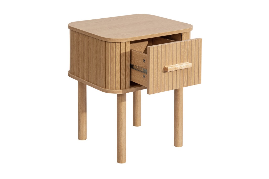 Axel 1 Drawer Fluted Bedside - Oak - Image 3