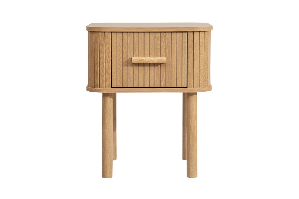 Axel 1 Drawer Fluted Bedside - Oak - Image 4