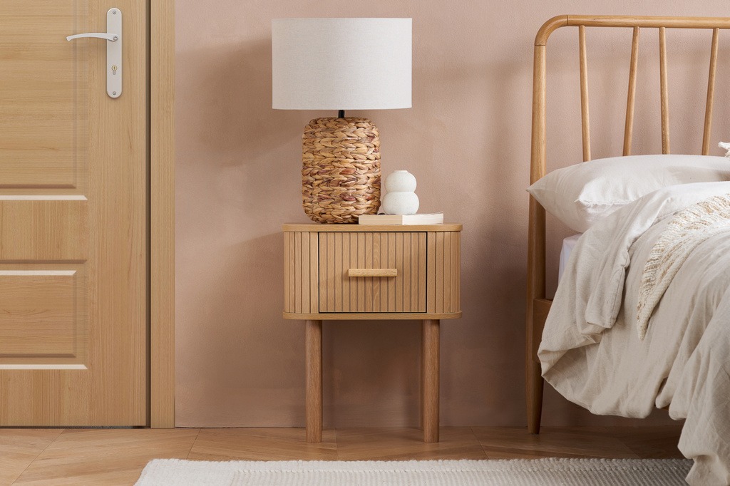 Axel 1 Drawer Fluted Bedside - Oak - Image 7