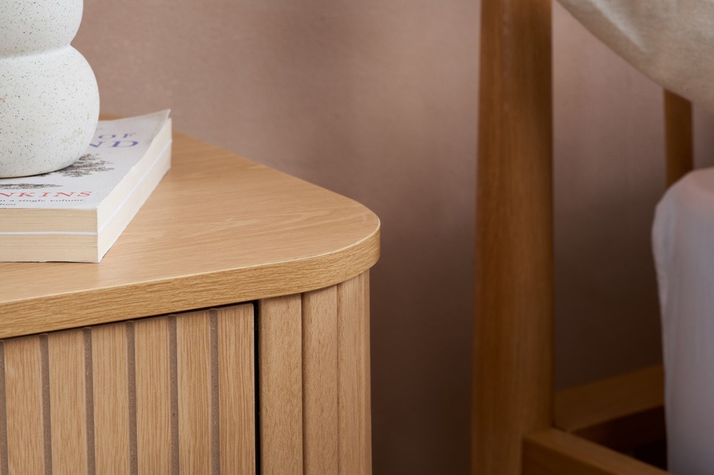 Axel 1 Drawer Fluted Bedside - Oak - Image 9