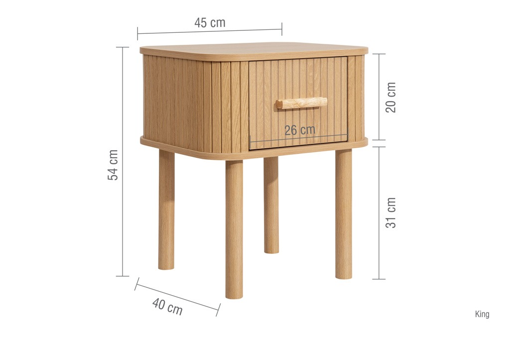 Axel 1 Drawer Fluted Bedside - Oak - Image 11