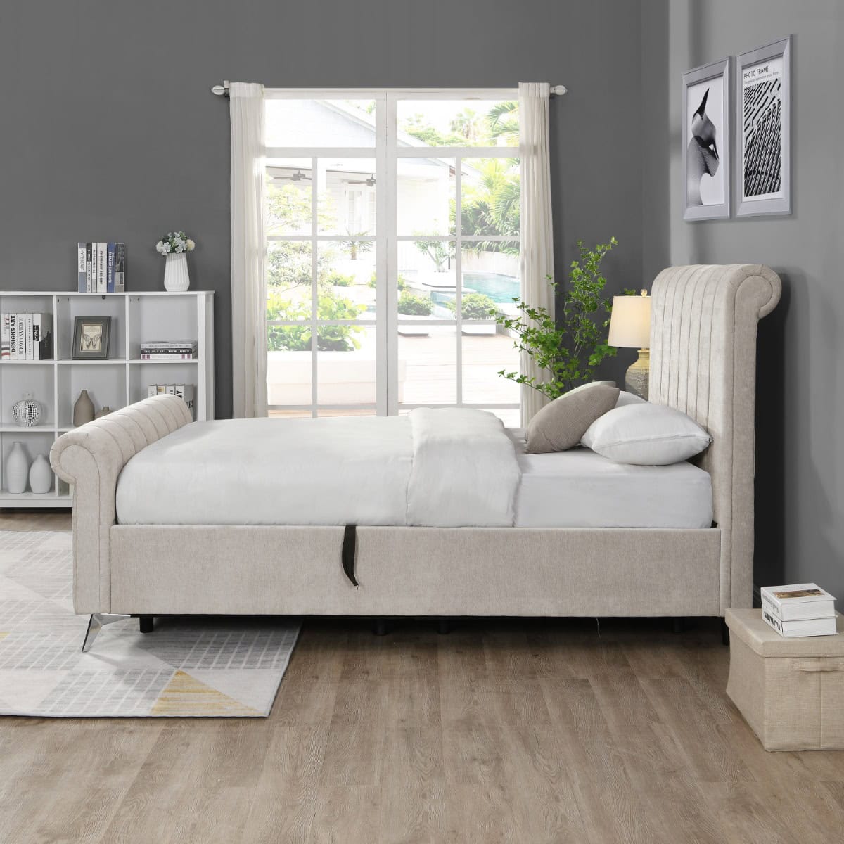 Carlow 4ft6 Ottoman Bedframe - Beige - Image 4