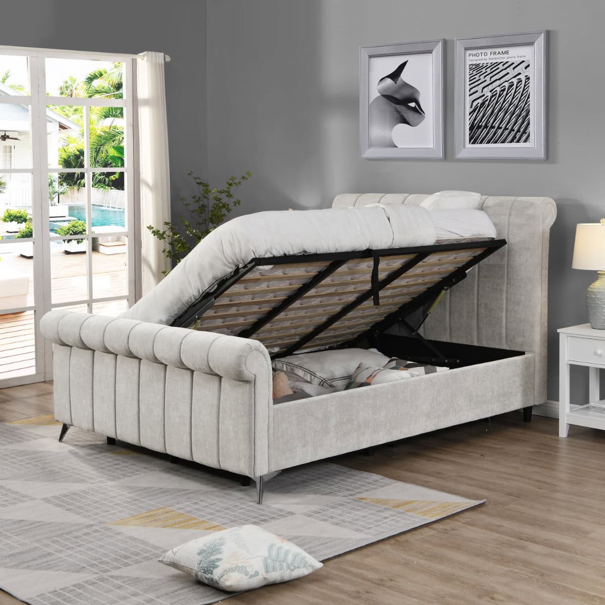 Carlow 4ft6 Ottoman Bedframe - Beige - Image 5
