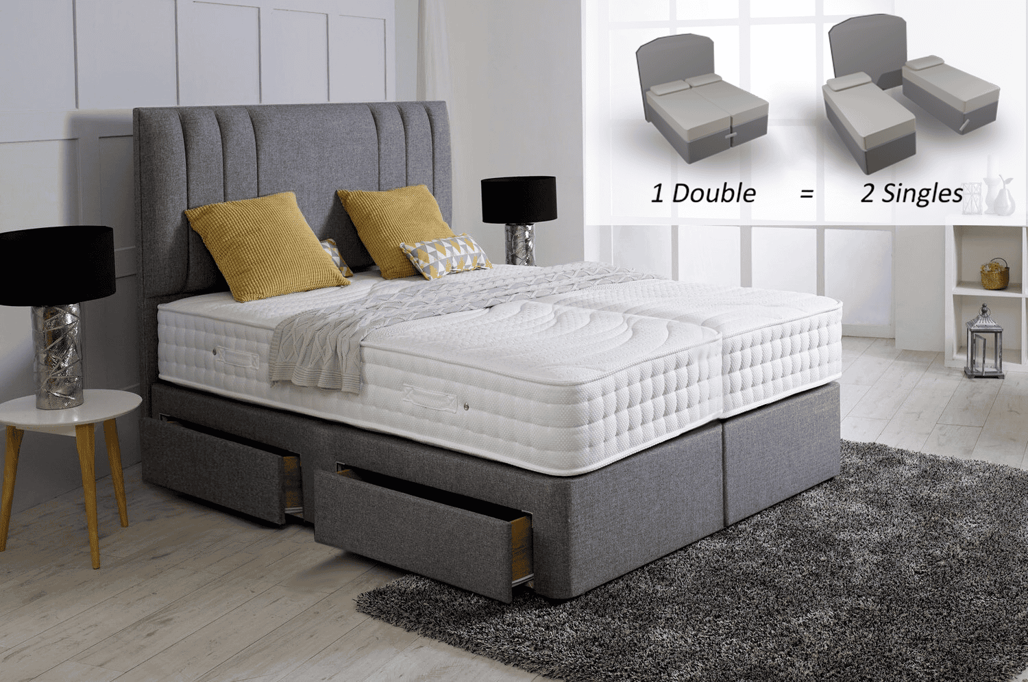 Healthbeds 6ft Latex Gel 2000 Ultimate 4 Drawer Zip & Link Divan Bed | Buy Online | Beds.ie