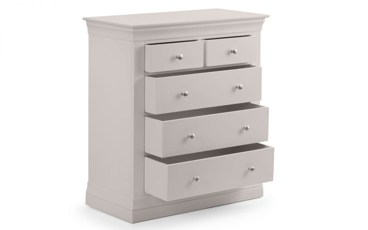 Rochelle 3+2 Drawer Chest - Light Grey - Image 4