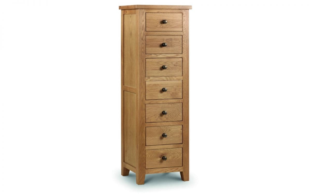 Amsterdam 7 Drawer Narrow Chest - Oak | Buy Online | Beds.ie