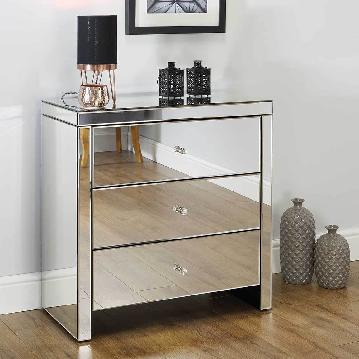 Seville Mirrored 3 Drawer Chest | Buy Online | Beds.ie