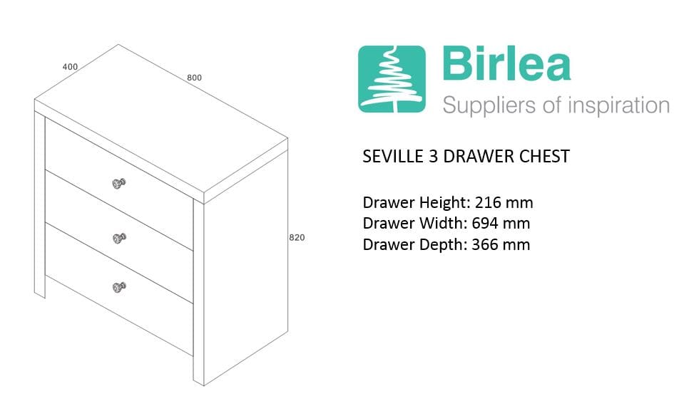Seville Mirrored 3 Drawer Chest - Image 4