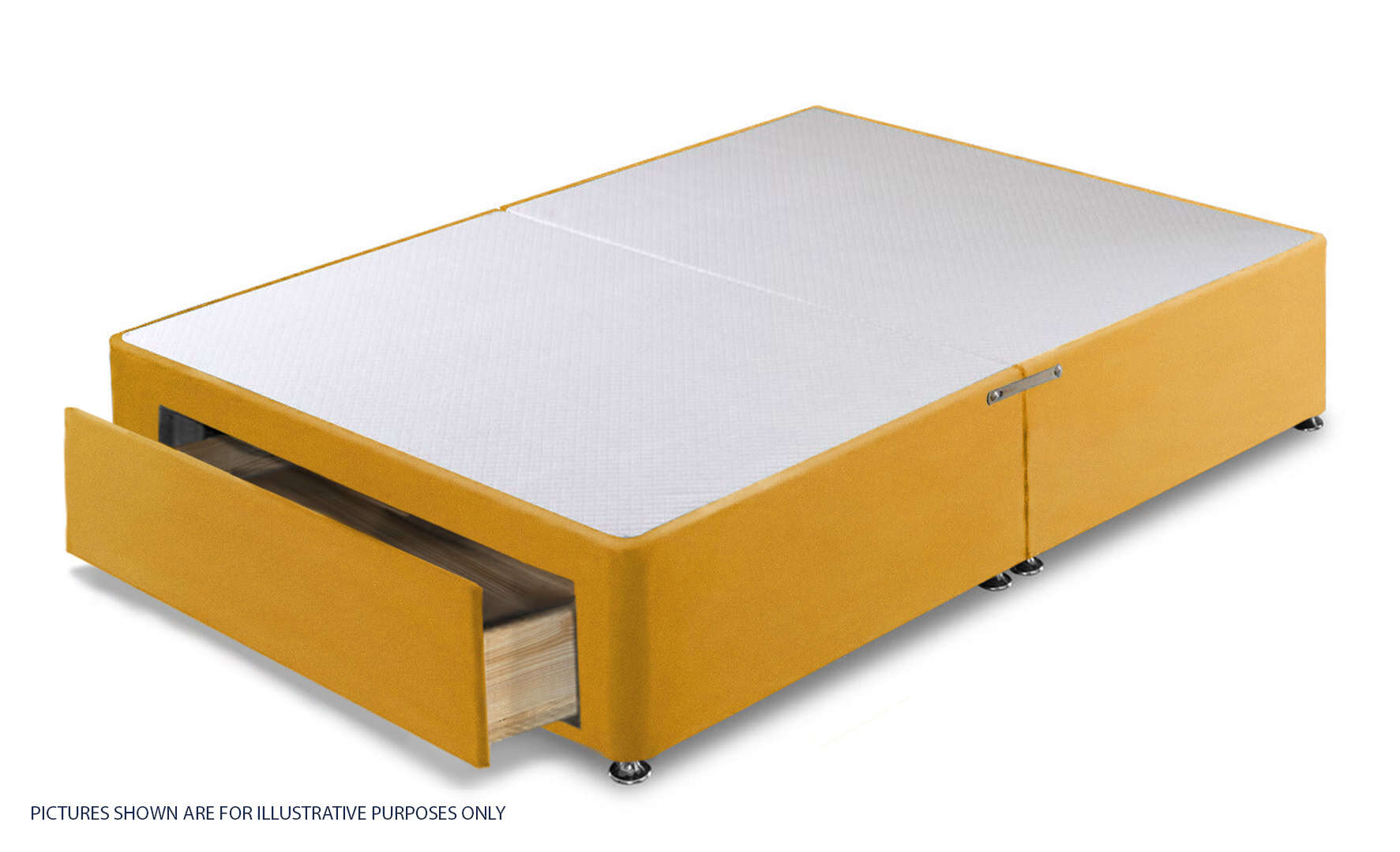 Apollo 4ft6 Velvet Gold 2 Drawer Divan Base | Buy Online | Beds.ie