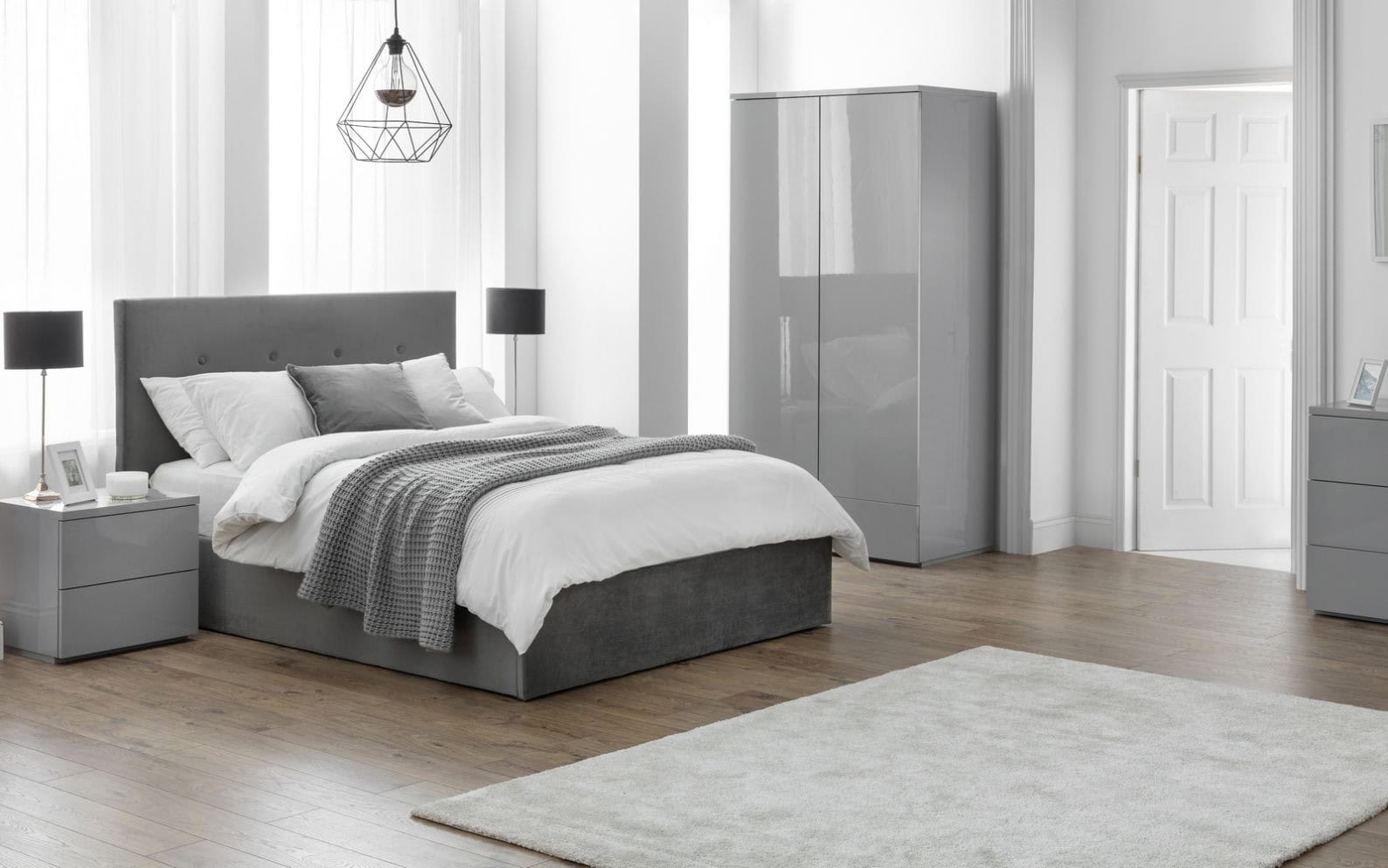 Siri Bedside - Grey High Gloss - Image 4