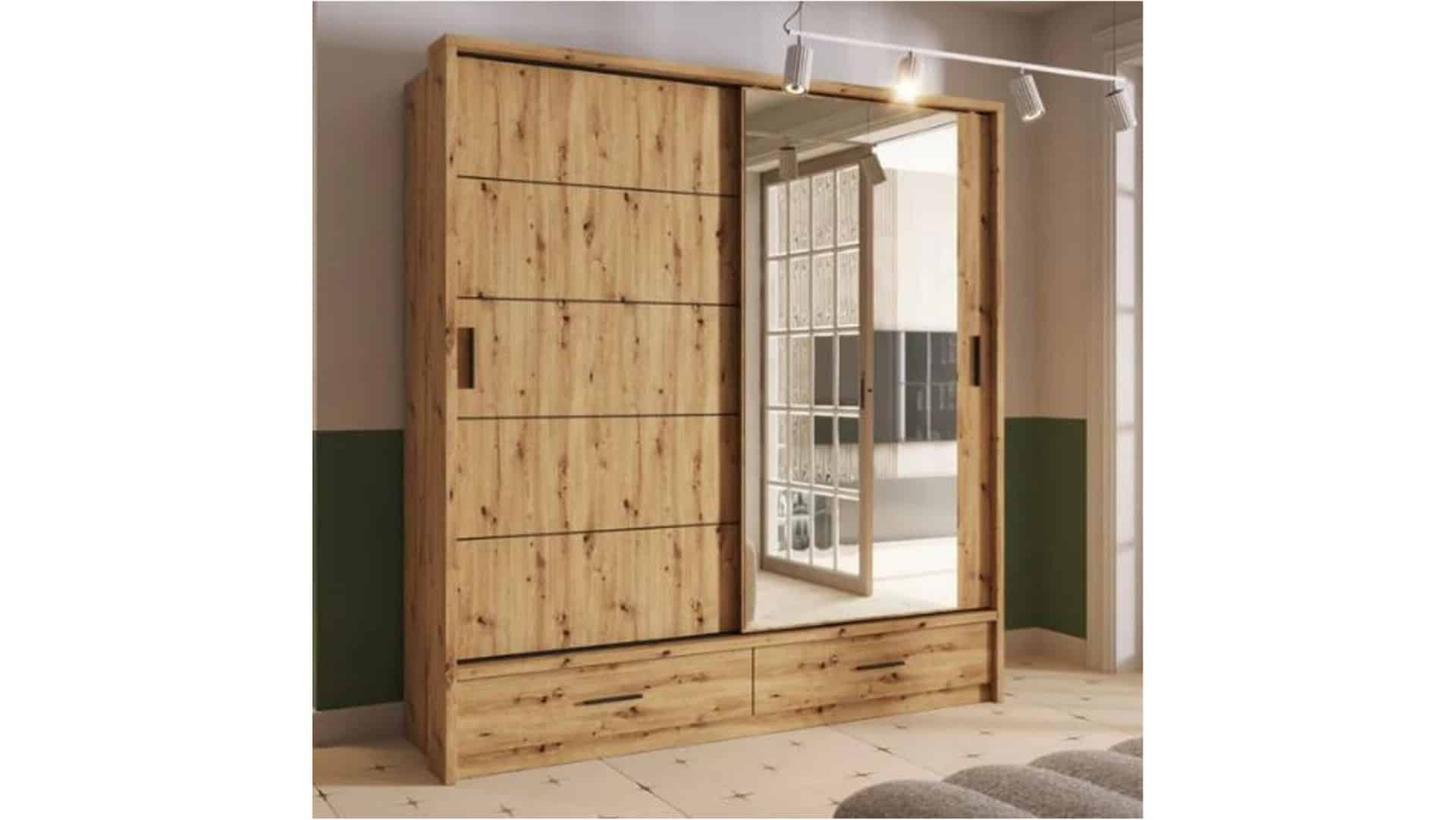 Alpha Small Sliderobe 2.0m - Oak Artisan | Buy Online | Beds.ie