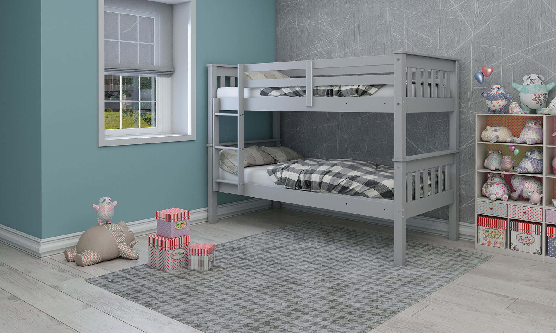 Athens Twin Bunk Bed - Grey - Image 2