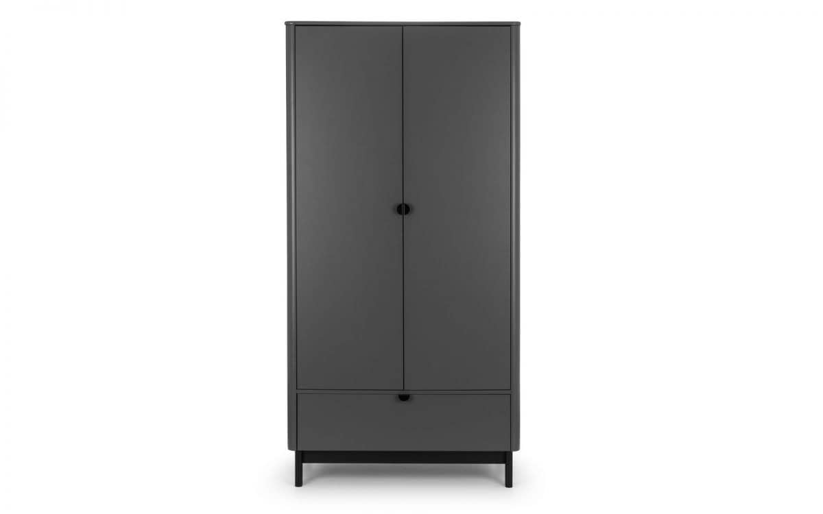 Bennett 2 Door 1 Drawer Wardrobe - Grey - Image 2