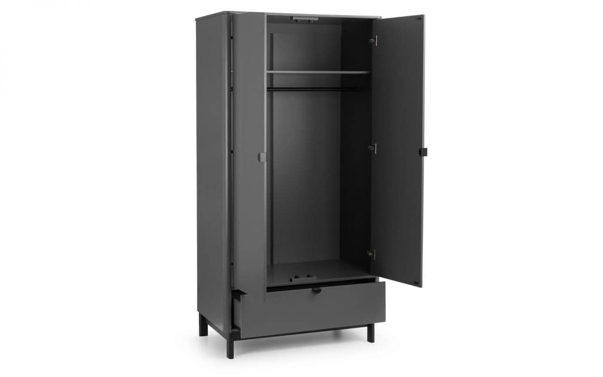 Bennett 2 Door 1 Drawer Wardrobe - Grey - Image 3
