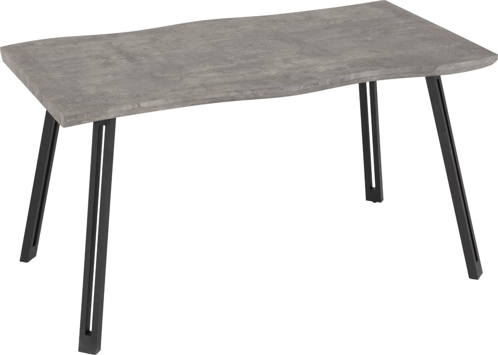 Quebec Wave Edge Dining Table - Concrete Effect/Black | Buy Online | Beds.ie